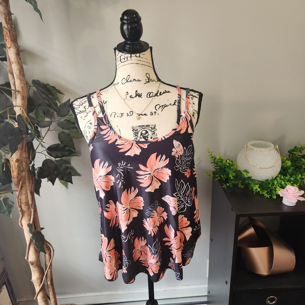 Flower Patterned Swim Top